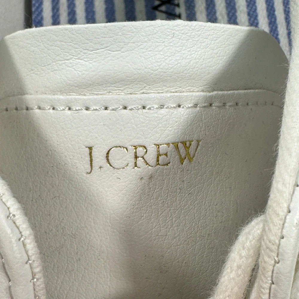 J.Crew White Leather Low Top Sneakers Women's size 7‎ Minimalist Lace-Up Shoes
